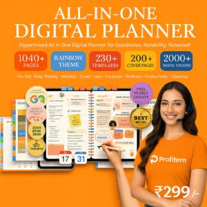 All-in-One Digital Planner - Hyperlink Digital Planner, Daily Weekly Monthly Journal, Goodnotes Planner, Apple Google Calendar
